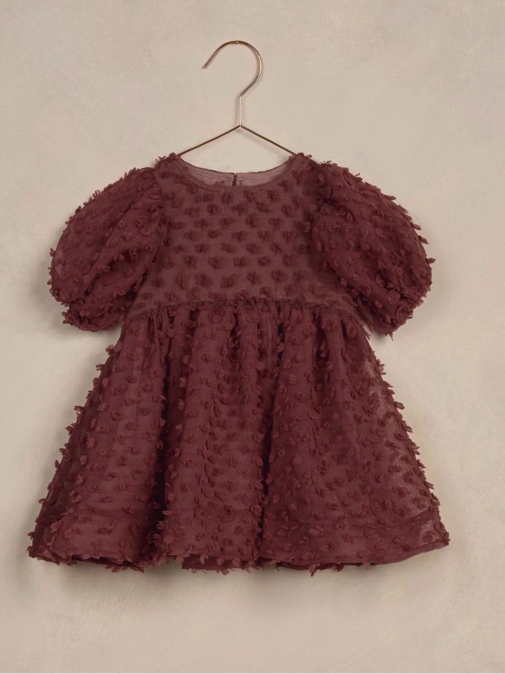 Noralee Girls Textured Plum/Burgundy Puff-Sleeve Dress